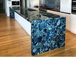 72&quot;x42&quot; Blue Agate Countertop Handmade Rectangular Dining Room Kitchen Furniture - £2,848.40 GBP