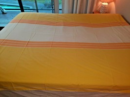 Wamsutta Scuda Bob Van Allen Solid Stripe Twin Flat Sheet Yellow Orange White B - $34.60