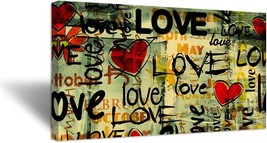 Ihappywall Vintage Abstract Romantic Canvas Wall Art Love With Red Heart Street - £58.36 GBP