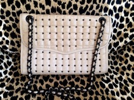 Rebecca Minkoff Beige Tan Leather Quilted Mini Affair Studs Shoulder Bag Purse  - £69.62 GBP