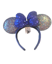 Minnie Mouse Ear Sequined Headband with Blue Bow, Disney Parks 2020, NEW... - £17.89 GBP
