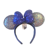Minnie Mouse Ear Sequined Headband with Blue Bow, Disney Parks 2020, NEW... - $22.76
