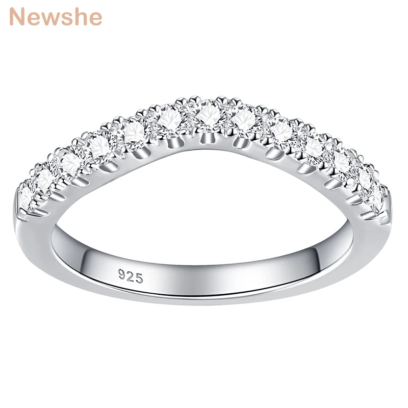 Curved Wishbone Wedding Bands For Women 925 Sterling Silver Stackable Eternity R - £36.84 GBP