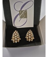 Elizabeth Taylor For Avon Gold Tone &quot;Evening Star&quot; Clip On Earrings Sign... - $1,821.86 MXN