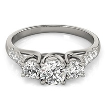 14K white gold trellis diamond engagement ring/3 stone diamond wedding band - £5,017.56 GBP