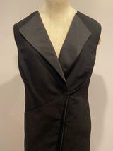 Akris Long Vest Coat Topper Black Satin Wool Sleeveless NWT 12 Bergdorf Goodman - £415.14 GBP