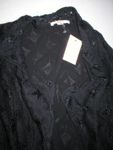 New Womens NWT Pleione Crochet Cardigan S Open Black Small Jacket Nice Soft USA - £122.21 GBP