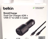 Belkin 42W Dual Car Charger with USB-C to USB-C Cable, 1m - Black - £30.21 GBP