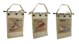 Zeckos 3 Pc. Canvas Botanical Birds Wall Hanging Set with Buttons - $22.02