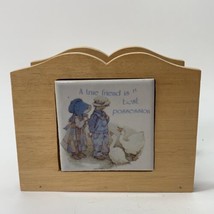 Vintage Holly Hobbie Wood and Ceramic Napkin Paper Letter Holder Blue Girl 1978 - £6.49 GBP