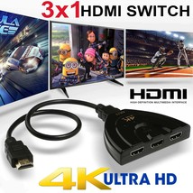 3 in 1 out HDMI Switch Hub 2K 4K 3D Splitter TV Switcher Adapter for HDTV PC USA - £12.78 GBP