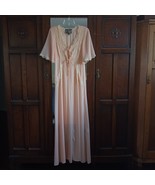 James Coviello Robe Romantic Starlet Sheer Peach Pink Lace Flutter Sleev... - $3,277.35 MXN