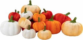 ~~ 16 Pcs. Assorted Mini Velvet Pumpkins ~~ Thanksgiving Fall Harvest Decor ~~ - £14.38 GBP