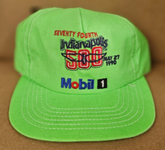 VINTAGE mobile 1 oil Baseball Hat Cap 74th Indianapolis 500 NOS 1990s gr... - $32.36