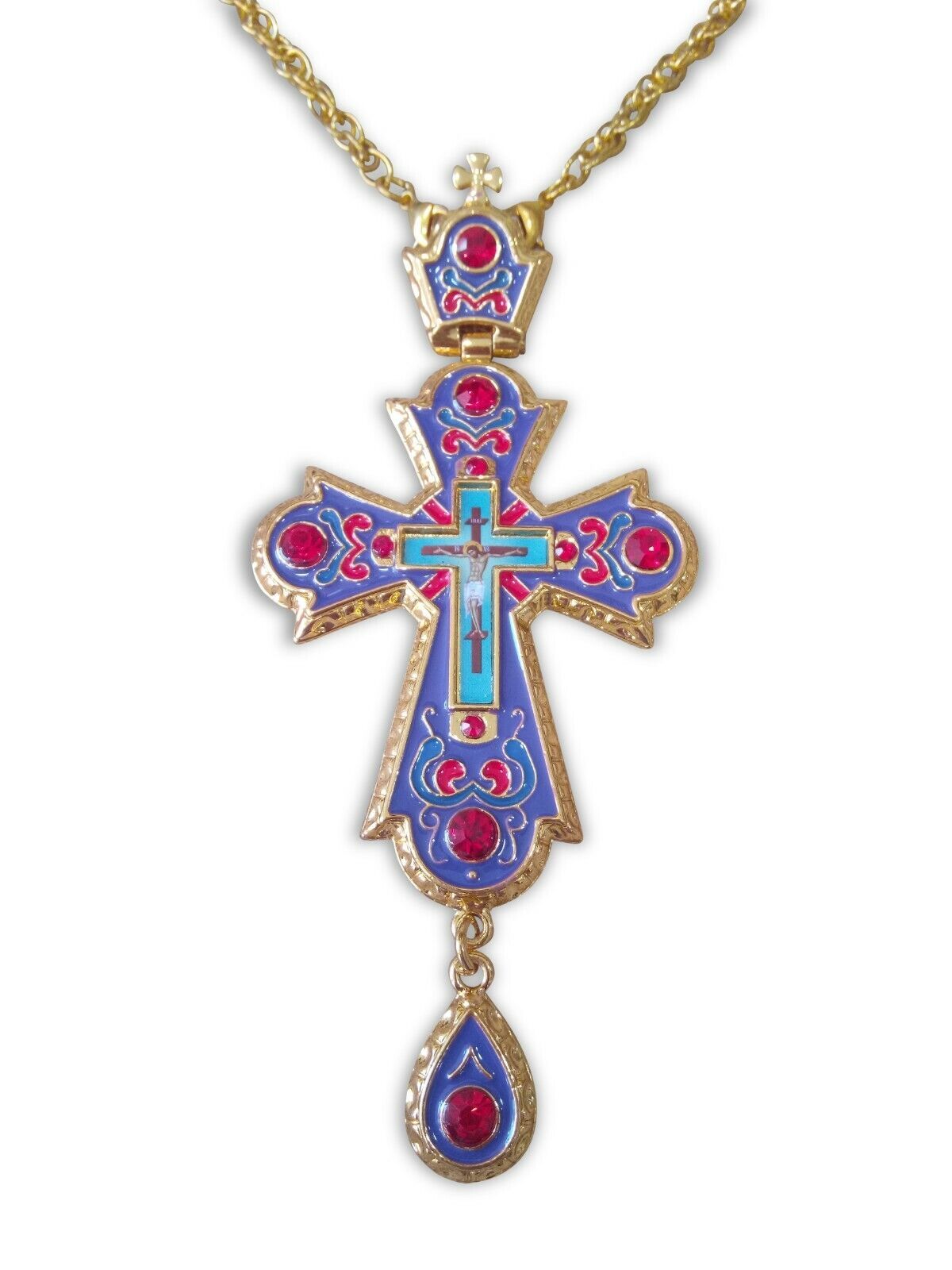 Croce pettorale del clero crocifisso bizantino da 6,1 pollici in smalto... - $63.79