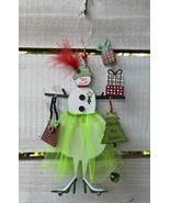 Shopping Diva Snowman Ornament Collector Glitter Metal Feather Purse Gif... - $372.79 MXN