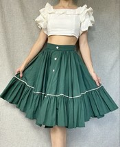 Vintage 1960s Green &amp; White Western Rockabilly Teddy Girl Full Circle Skirt Sz S - £103.30 GBP