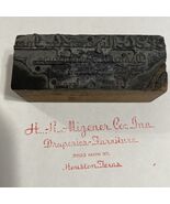 Vintage Printing Block H. R. Migener Co Draperies &amp; Furniture Houston Tx - €6,19 EUR