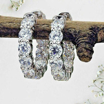 Boucles D&#39;Oreilles Huggie/Hoop En Diamant Simulé 2,50 Ct Plaqué Or Blanc 14K - $126.56