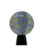 Richard Marquis Studio Art Glass Marble ~ Blue Yellow White Swirls - $474.60 CAD