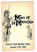Man of La Mancha Program Jose Ferrer State Fair Music Hall 1968 Dallas T... - $14.83