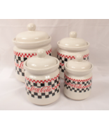 1990s Coca Cola Kitchen Canister Set of 4 Gibson Checker Pattern Dinnerw... - €21,55 EUR