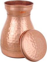 Pure Copper Hammered Bedroom Water Bottle Jar Ayurveda Health Benefits 500 ML - £14.95 GBP