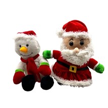 Cuddly Cousins Christmas Holiday Vintage Santa &amp; Snowman 10&quot; Plush Stuffed Toys - £15.10 GBP