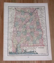 1896 Original Antique Map Of Alabama - £21.35 GBP