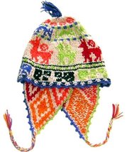 Alpakaandmore Womens Traditional Peruvian Chullo Hat Handmade Alpaca Wool Green  - £35.48 GBP