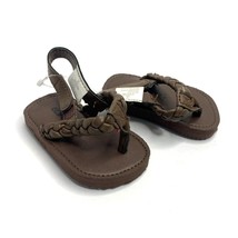 Old Navy Infant baby Size 0 3 Months Flip Flop Brown Sandals Braided Faux Leathe - £6.04 GBP