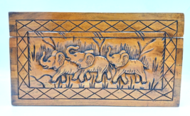 Wooden Chest Hand Carved Elephant Scenery - $89.99