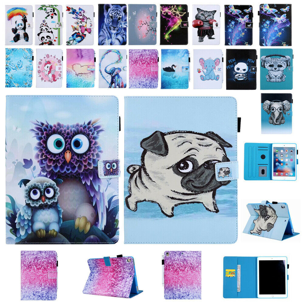 For iPad Air 1 2 5/6th Gen Mini 34 Patterned Smart Flip Leather Wallet Card Case
