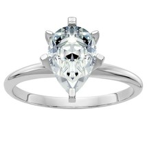 2.1Ct Pear Cut Simulated 14K White Gold Plated Solitaire Engagement Wedding Ring - £53.01 GBP