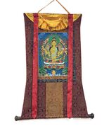 PRAJNAPARAMITA-PERFECT WISDOM ORIGINAL TIBETAN THANGKA PAINTING WITH SIL... - €179,72 EUR