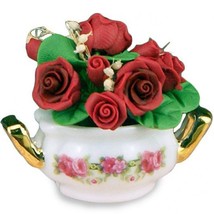 Porcelain Bowl w Red Rose Bouquet 1.398/5 Reutter Roseband DOLLHOUSE Miniature - $19.43