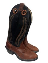 Texas Men Colorblock Brown Black Leather Buckaroo Tall Western Cowboy Bo... - £98.40 GBP