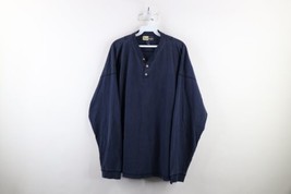 Vintage 90s Streetwear Mens XL Faded Blank Baggy Fit Long Sleeve Henley T-Shirt - £35.00 GBP