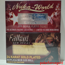 Fallout Nuka World And NCR $20 Bill Gold And Silver Plated Tickets Figurines Set - £72.20 GBP