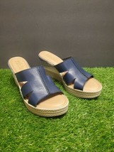 Bella Vita Strappy Wedge Navy Blue Leather Sandals Women&#39;s Shoes Size US 9.5 - £9.66 GBP