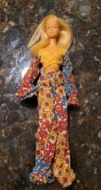 Vtg Barbie Clone Doll Clothes Mod Outfit Blue Red Yellow Crop Top Bell Bottoms - £117.12 GBP