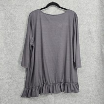 Forgotten Grace Tunic Top Woman Size 1X Gray Asymmetrical Ruffle Bottom Open Bac - £11.86 GBP