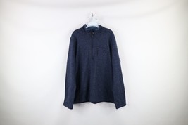 Vintage Woolrich Mens Large Spell Out Half Zip Fleece Pullover Sweater Blue - $627.32 MXN
