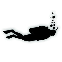 SCUBA DIVER diving snorkeling decal for truck car boat or on your equipment BLK - £7.91 GBP