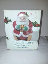 Fitz &amp; Floyd Plaid Christmas Santa Candy Jar  - £11.87 GBP