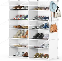 24-Pair Shoes Shelf Cabinet For Entryway, Bedroom, And Hallway, 6-Tier Shoe Rack - £38.72 GBP