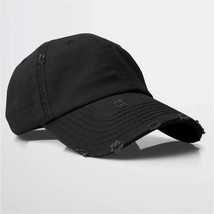 Black Vintage Distressed 100% Cotton Solid Polo Denim Baseball Cap Hat W... - $34.21 CAD