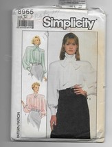 Simplicity 8955 BLOUSE BUTTON BACK PLEATED YOKE front Size 12 uncut 1988 - $78.57 MXN
