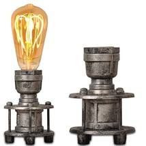 Vintage Industrial Table Lamp Base For E26 Edison Bulb, Steampunk Antique Accent - £31.63 GBP