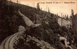 Vintage POSTCARD- A Loop, Tunnels 14 &amp; 15, Shasta Route, Ca BK59 - $4.46